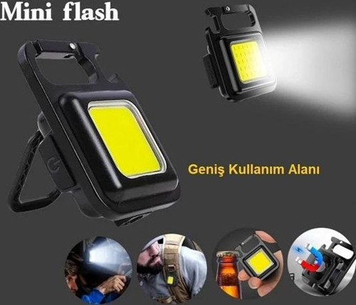 Mini 30 Ledli Mıknatıslı Anahtarlık Flash Kamp Lambası Askılı Kapak Açacaklı Şarjlı Fener