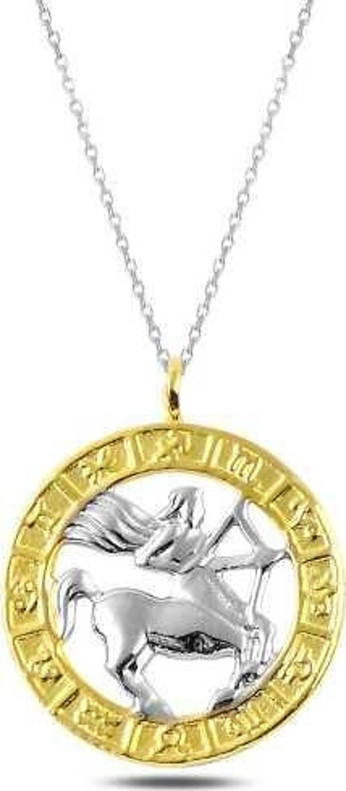 925 Ayar Gümüş Gold Yay Burcu Gümüş Kolye