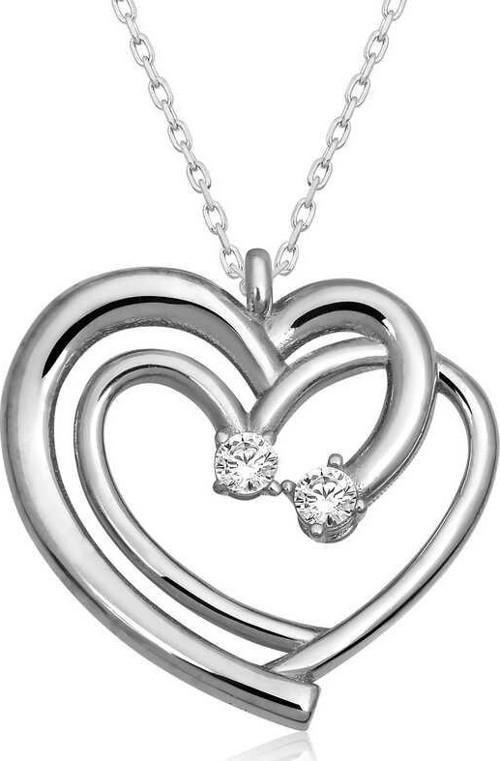925 Ayar Gümüş Birleşmiş Kalpler Kadın Gümüş Kolye