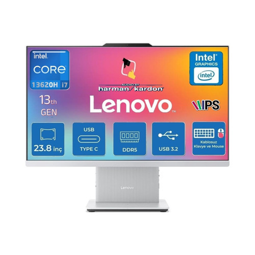 Ideacentre Aıo 24IRH9 Intel Core I7-13620H 16GB 512GB SSD 23.8'' Fhd IPS Windows 11 Pro F0HN0056TR08 Kablosuz Klavye+Mou