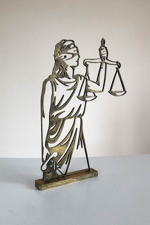 Themis Heykeli Altın - Terazi Figürlü Gold Dekoratif Biblo - Adalet Terazisi Heykeli - Bioplastik