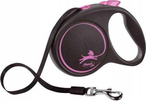 Black Desing 5Mt Şerit Köpek Gezdirme Pembe Large
