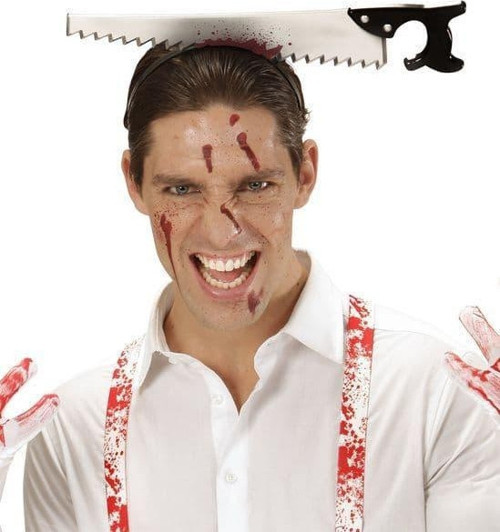 Kafaya Saplanmış Halloween Kanlı Testere Şaka Tacı