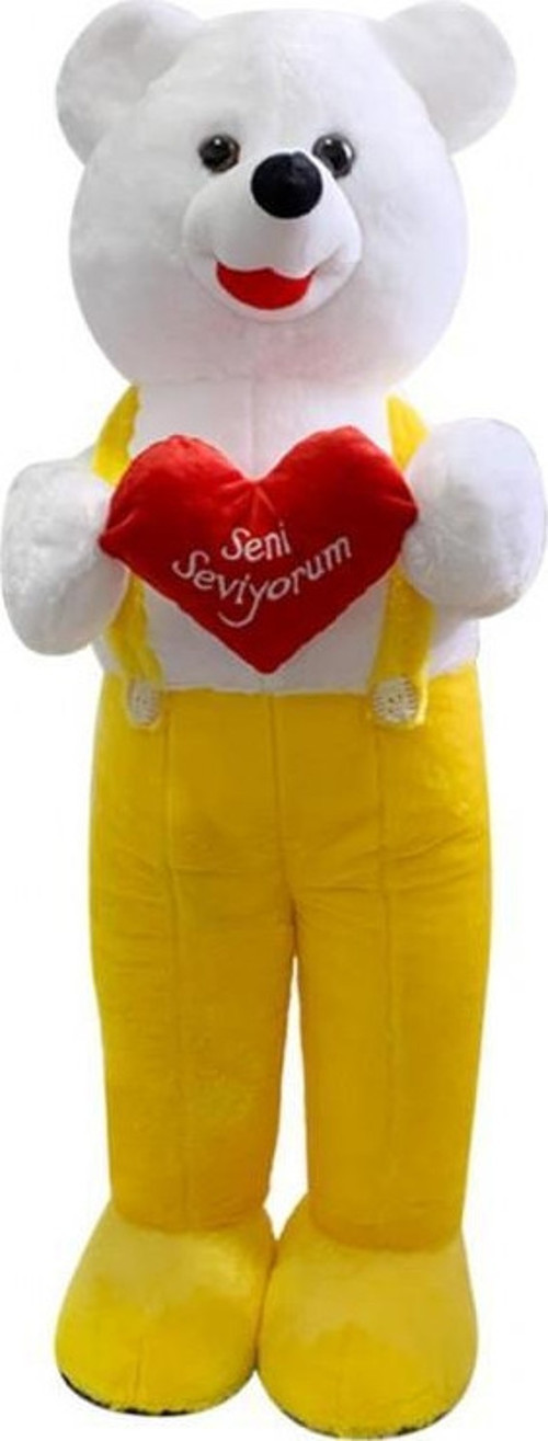 Kalpli Tulumlu Ayı 115 cm Sarı Pelüş Ayı Sevgiliye Hediye