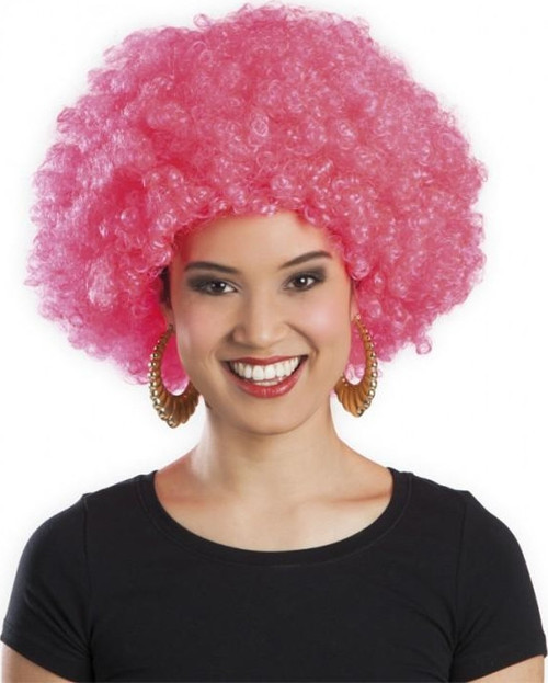 Parti Aksesuar Pembe Renk Kıvırcık Afro Bonus Peruk