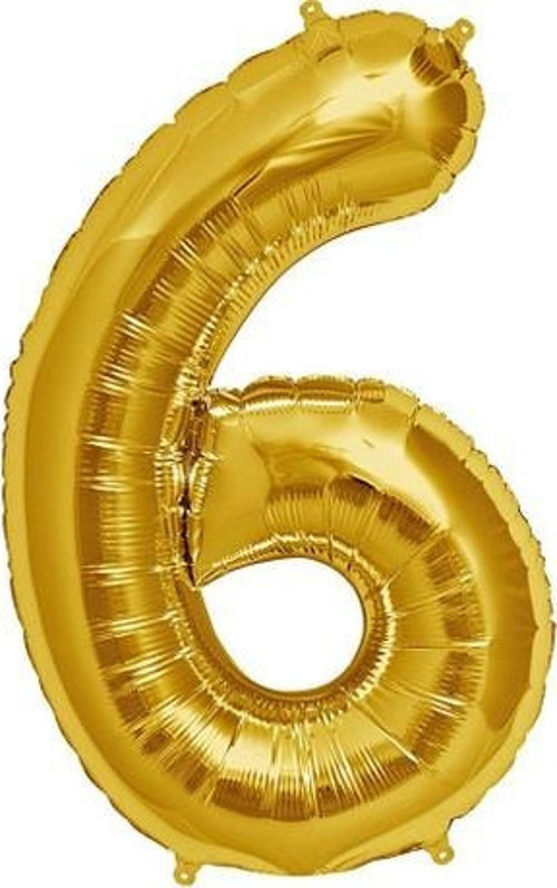 Parti Şekilli Supershape Gold Rakam Folyo Balon 6 Numara