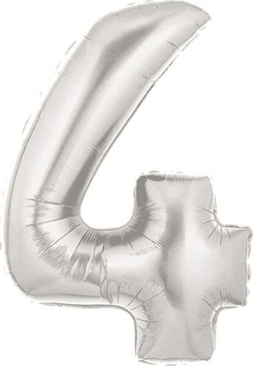 Parti Şekilli Supershape Silver Rakam Folyo Balon 4 Numara