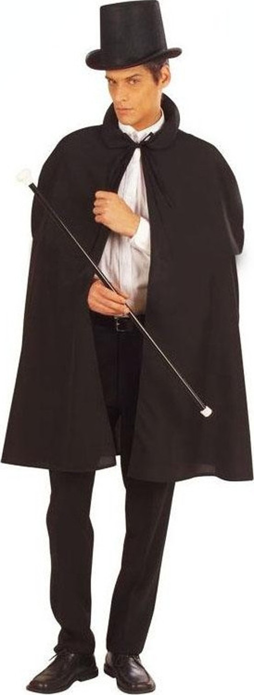 Siyah Sihirbaz Pelerini 120 cm ve Sihirbaz Şapkası 12 cm Yetişkin Boy