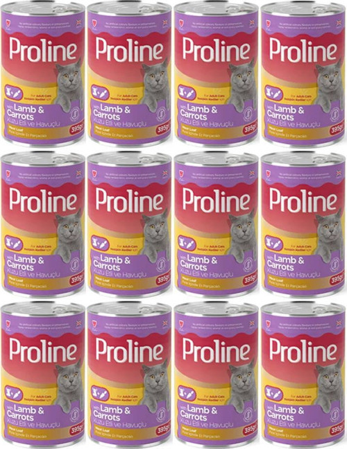 Proline Kuzu Etli ve Havuçlu Pate Et Parçalı Kedi Konservesi 395 Gr*12 Adet
