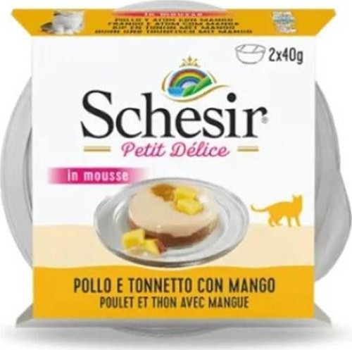 Petit Delice Mousse Tavuk Ton Balığı Ve Mangolu Kedi Konservesi 2x40 Gr