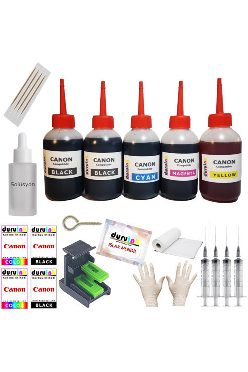 Canon Pixma E414 Pg46 Cl56 Yazıcı Uyumlu Kartuş Dolum Seti 5 Li Set 5X100Ml Mürekkep