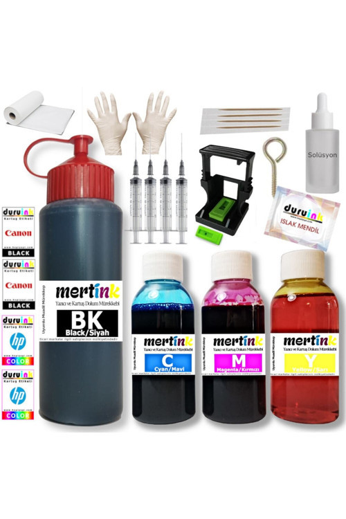 Hp F4185 F4188 F4190 (21 22) Kartuş Dolum Seti 500Ml Siyah+3X100Ml Renkli Mürekkep