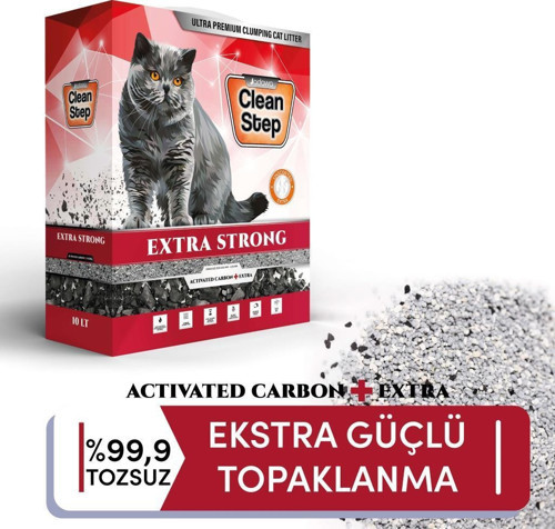 Clean Ekstra Güçlü Aktif Karbonlu İnce Taneli Kedi Kumu 10 Lt