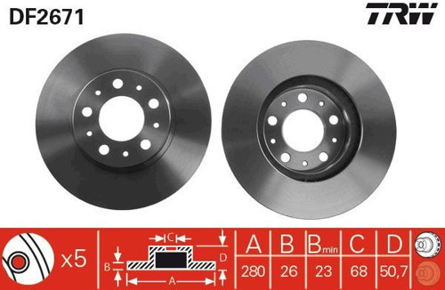ÖN FREN AYNASI VOLVO 850 1991-1997 -S70-C70-570-960-2.0-2.5-2.5 205-2.5TDI 1997 280X26X5DLXHAVALI 271788 31262092 272312