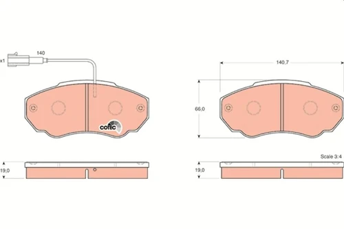 ÖN FREN BALATASI FİŞLİ PEUGEOT BOXER-CITROEN JUMPER-FIAT DUCATO 2001-2006 KÜÇÜK TİP 4254 58 4252 42 4252 43 77362219