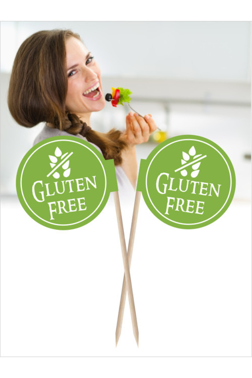 Gluten Free, Glutensiz Yazılı . Sağlıklı Yemek, Gıda Uyarı Bayrakları 10Cm, 30 Adet