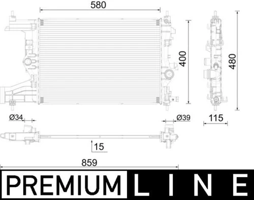 RADYATÖR PREMIUM LINE OTOMATİK ASTRA J-ZAFIRA TOURER C-CRUZE 1.4-1.6 AL/PL/BRZ 580X398X16 39074662 1300299 13267650 13281773
