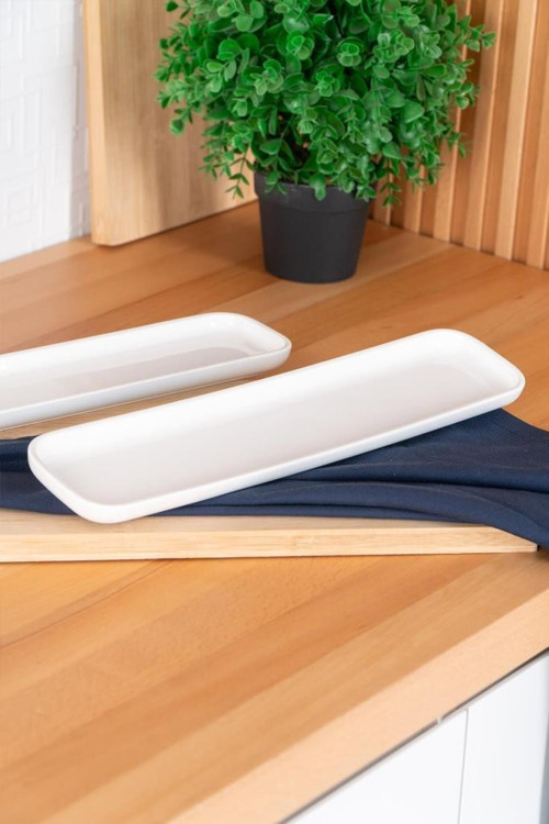 Acar Pure Royal Porselen Servis Tabağı 36 Cm Dikdörtgen Beyaz - SCT-05406 C320.033