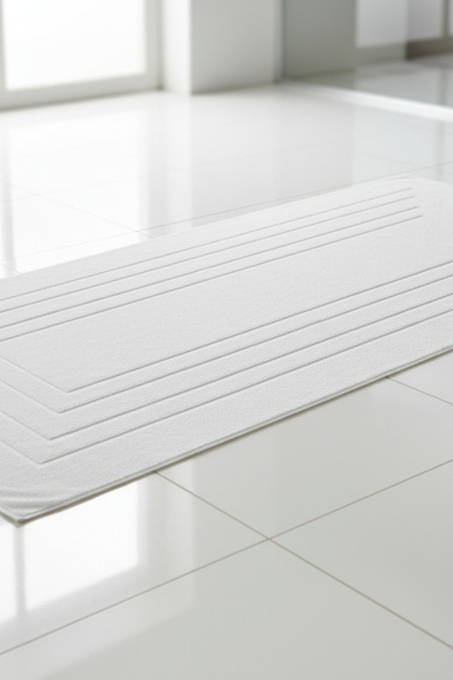 Alora Beyaz Büyük Ayak Havlusu - 60x130 Cm , 690GR %100 Pamuk, Spa Ve Otel Banyo Paspası