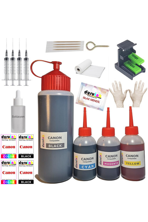 Canon Ip2850 Mg2400 Mg2450 (Pg 545 Cl 546) Uyumlu Kartuş Dolum Seti 500Ml +3X100Ml Renkli Mürekkep
