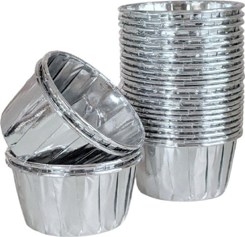 Yılbaşı Gümüş Muffin Cake Kapsülü Kalıbı Metalize Gümüş 25'Li Derinlik :4 Cm Çap : 4 Cm
