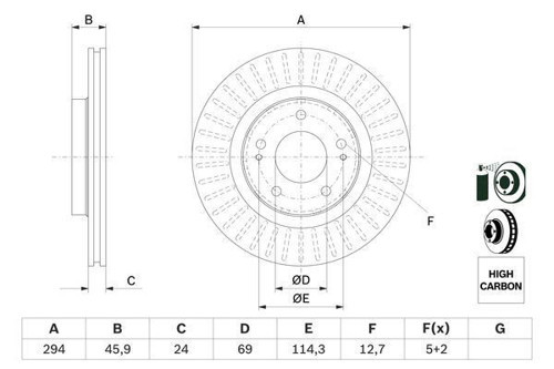 ÖN FREN AYNASI PEUGEOT P4007 2007 CITROEN C-CROSSER 2007 OUTLANDER 2012 294X24X22.4XHAVALI 1611429880 4249 58 MR205215 4249 F3 (2 ADET)