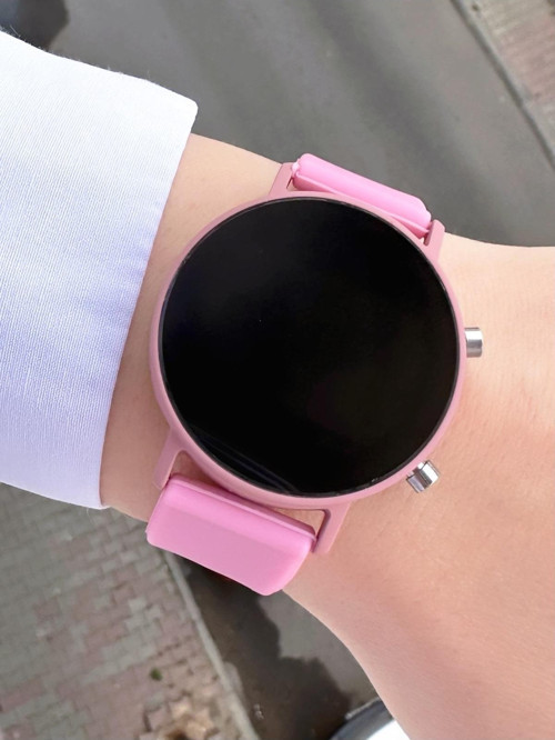 Wld2989z1 Kadın Kol Saati Pembe Renk Led Dijital Ekran Silikon Kordonlu