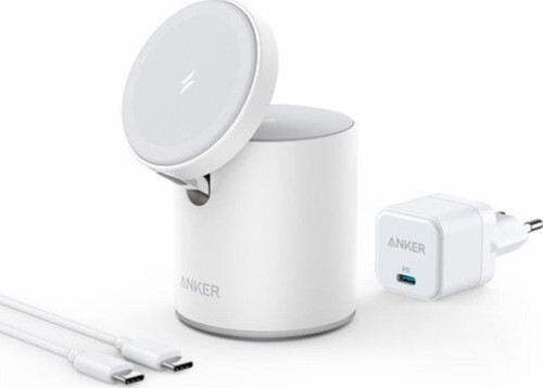 623 MagGo Kablosuz Şarj Cihazı Magsafe Uyumlu Stand Beyaz - B2568 (Anker Türkiye Garantili)