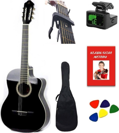 Barcelona Lc3900 4/4 Kesik Kasa Siyah Gitar-kapo-metot-akort Cihazı -pena