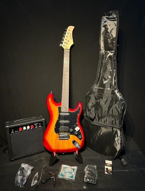 Elektro Gitar set Orange (Gitar-Amfi-Stand-Kablo-Askı-Kapo-Akort Cihazı-Yedek Tel)