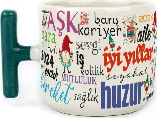 Dilekler Baskılı Yeşil Kulplu T Yılbaşı Kupası