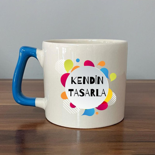 Kendin Tasarla Mavi Kulplu Seramik D Kupa