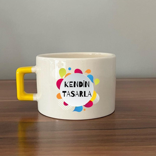 Kendin Tasarla Sarı Kulplu Seramik C Fincan
