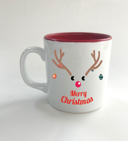 Merry Christmas Geyik Baskılı Kırmızı Multi Yılbaşı Kupası