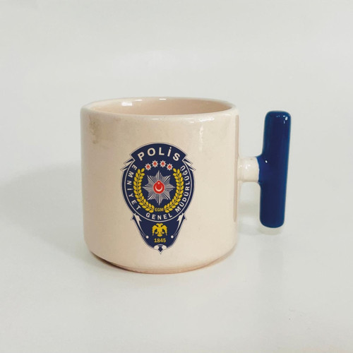 Polis Arma Baskılı Mavi Kulplu T Kupa