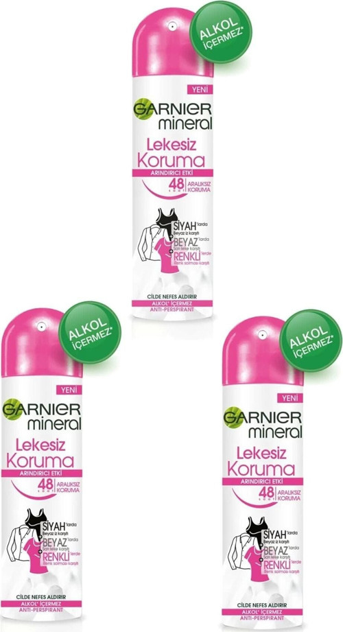 3 Lü Set Anti - Perspirant Sprey Deodorant - Lekesiz Koruma 150 ml 3600541928855