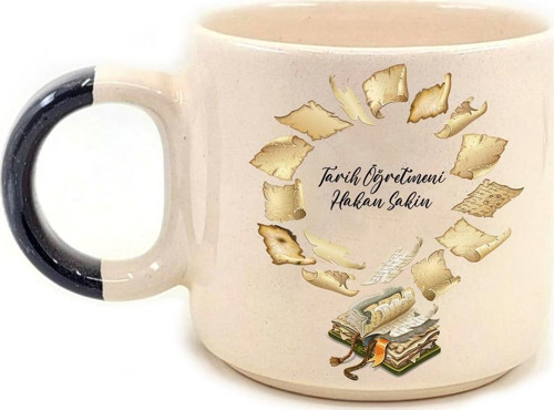 Kişiye Özel Tarih Öğretmeni Baskılı Siyah Kulplu P Kupa