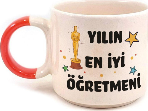 Yılın En İyi Öğretmeni Baskılı Kırmızı Kulplu P Öğretmenler Günü Kupa