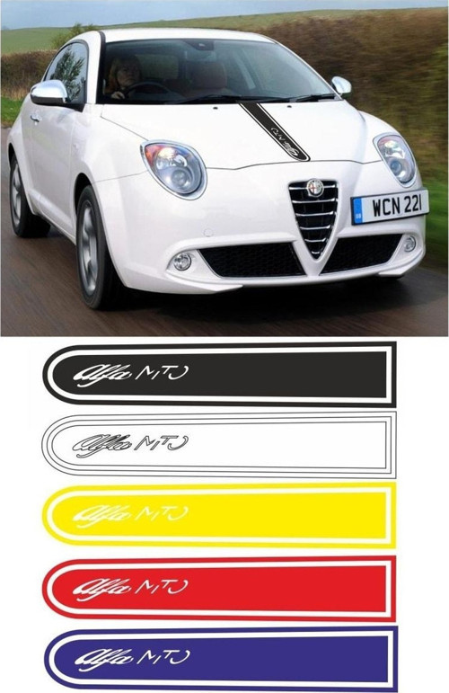 Alfa Romeo Mito Logolu Otomobil Ön Kaput Şeridi Kaput Sticker Siyah