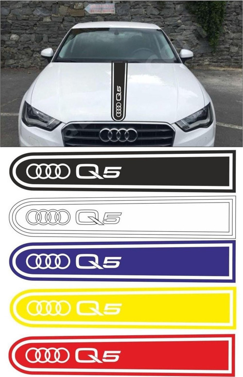 Audi Q5 Logolu Otomobil Ön Kaput Şeridi Kaput Sticker Siyah