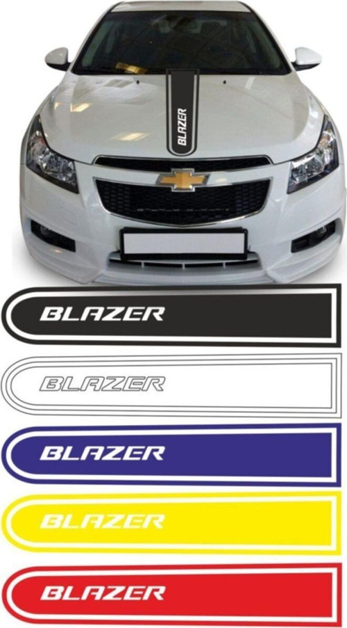 Chevrolet Blazer Logolu Otomobil Ön Kaput Şeridi Kaput Sticker Siyah