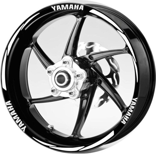 Beyaz yamaha yazılı 3 parçalı reflektif beyaz jant şeridi