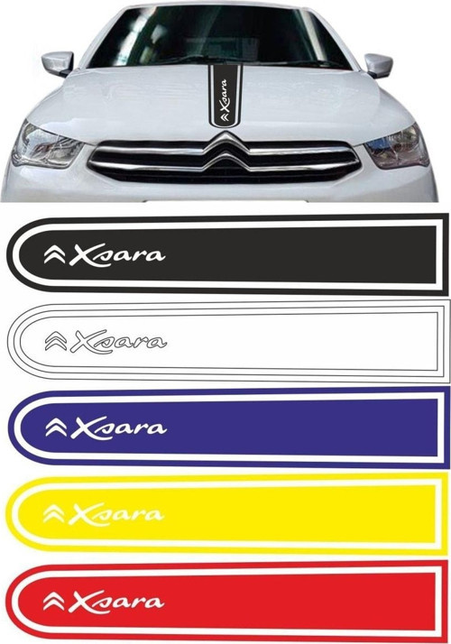 Citroen Xsara Logolu Otomobil Ön Kaput Şeridi Kaput Sticker Siyah