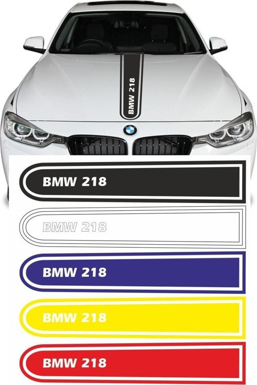 Bmw 218 Logolu Otomobil Ön Kaput Şeridi Kaput Sticker Siyah