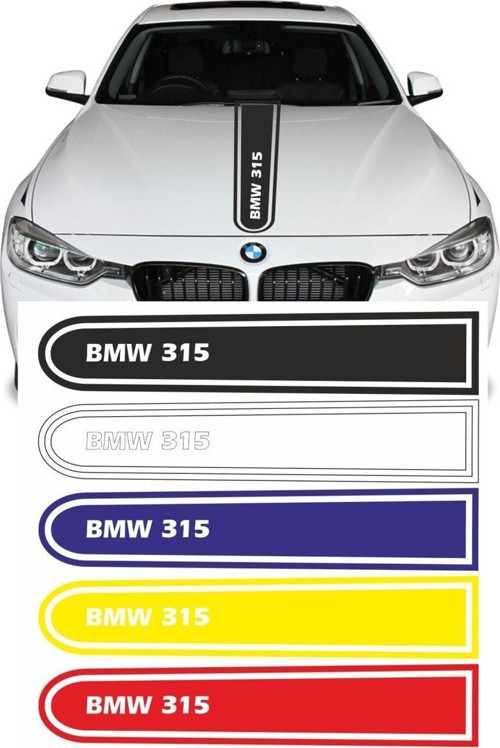 Bmw 315 Logolu Otomobil Ön Kaput Şeridi Kaput Sticker Siyah