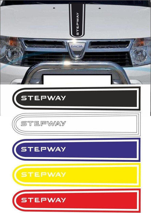 Dacia Stepway Logolu Otomobil Ön Kaput Şeridi Kaput Sticker Beyaz