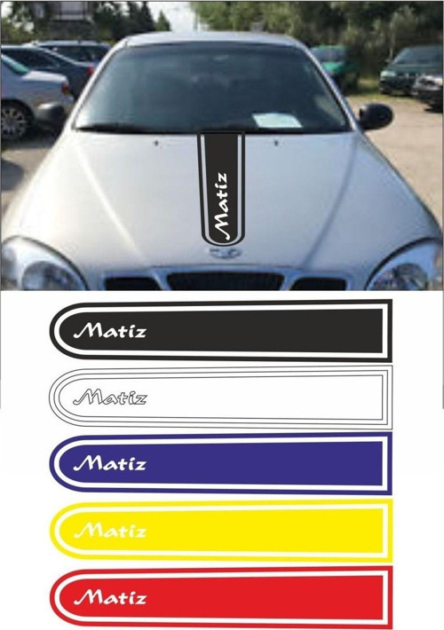 Daewoo Matiz Logolu Otomobil Ön Kaput Şeridi Kaput Sticker Siyah