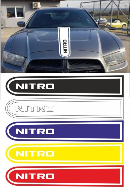 Dodge Nitro Logolu Otomobil Ön Kaput Şeridi Kaput Sticker Siyah