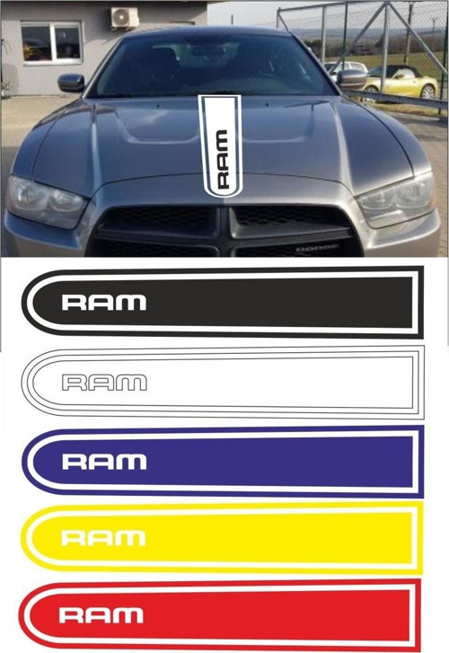 Dodge Ram Logolu Otomobil Ön Kaput Şeridi Kaput Sticker Beyaz