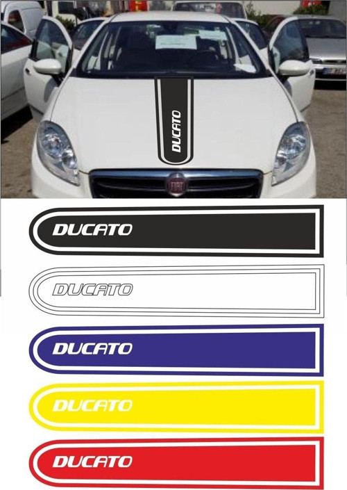 Fiat Ducato Logolu Otomobil Ön Kaput Şeridi Kaput Sticker Siyah
